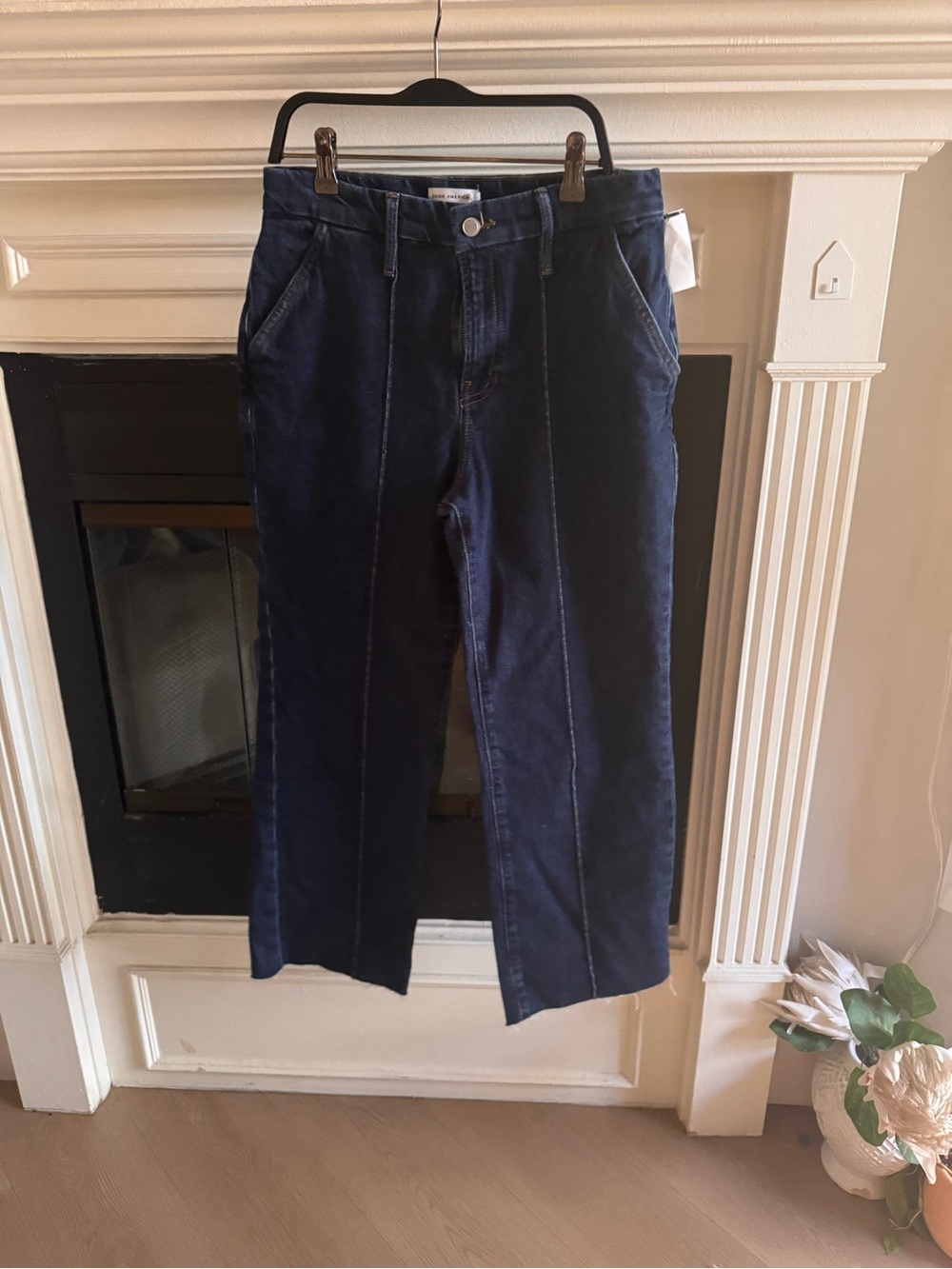 Good American jeans Women's Dark Blue Straight-Leg Jeans cropped ankle